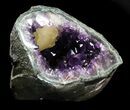 Dark Amethyst Crystal Geode With Calcite #37287-4